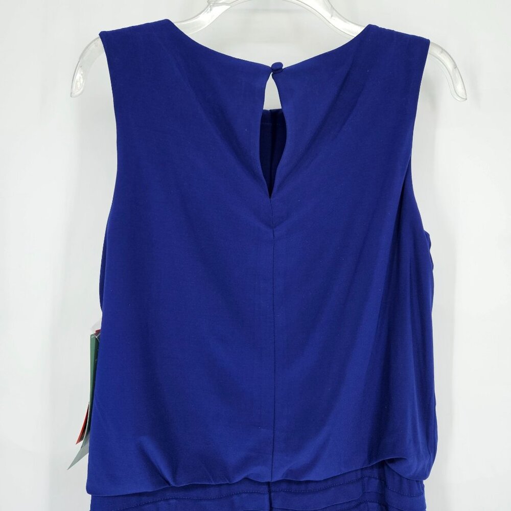 Scarlett Cocktail Midi Dress 10 Blue Sleeveless Pleated Bead Bling Party NEW - Picture 7 of 13